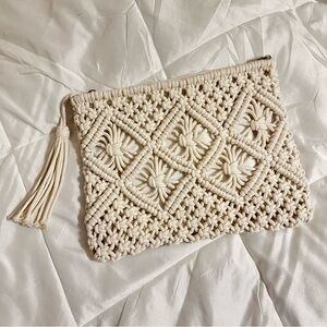 Cream Macramé Clutch